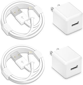 i Phone Charger, 5W USB to Lightning Cable 6Ft Quick Fast Charging Cord USB Wall Chargers Power Adapter for i Phone 14/13/12/11/X/8 Plus/XR/XS Max/SE/i Pad(2-Pack)