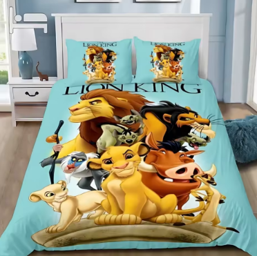 The Lion King duvet cover with pillowcase, Disney cartoon print, home bedding set, multiple sizes, kids gift bedroom décor