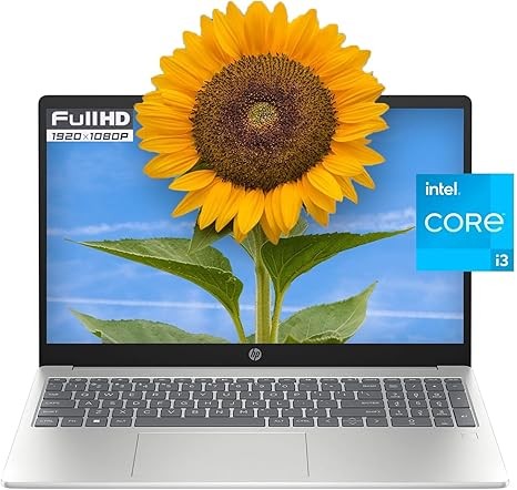 HP 15.6 inch FHD Laptop, Intel Core i3-N305, 8GB RAM, 256GB SSD, Intel UHD Graphics, Fingerprint, USB Type-C, HDMI, Wi-Fi 6, Bluetooth 5.3, Windows 11 Home, Natural Silver, EAT 64GB USB Flash Drive
