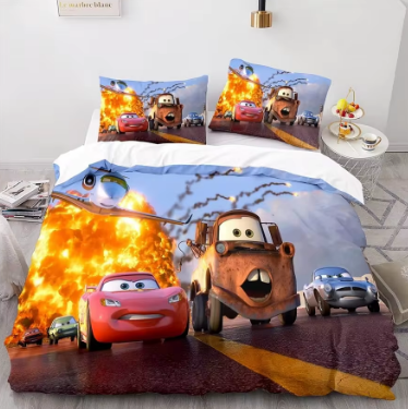 Cars Lightning McQueen 3D Children's Bedding Set 3-piece Set 1 Quilt Cover 100% Polyester Home Decor Cartoon