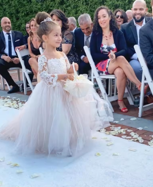 Children's First Communion Ball Gown Wedding Party Bridesmaid Dress Kids 3-9 Years Lace Tulle Flower Girl Dress Up Buttons Bows