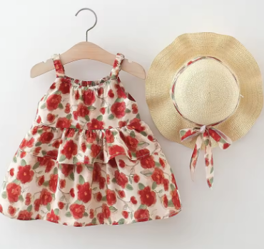 2 baby girls summer new dress sweet and cute floral skirt 0-4 years old Girl's Casual and Fashionable Sleeveless Dress