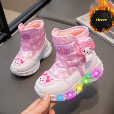 Sanrio Children Snow Boots Girls Princess Boots Cute Melody Non-slip Thicken Cotton Shoes Baby Soft Cartoon Boots