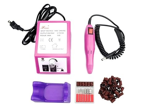 LILYS PET 20,000 RPM Light Type Professional Electric Nail Art Salon Drill Glazing Fast Machine,Electric Nail Art File Drill with 1 Pack of Sanding Bands (Pink)