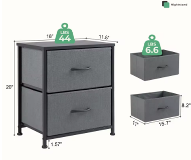 JHK Cabinet For Living Room With 2 Fabric Drawers Beside Nightstand Tables Storage Closet Chest Clothes Display Of Furniture