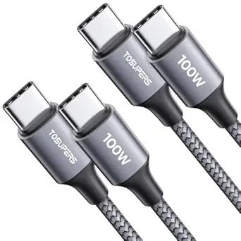 100W USB C to USB C Cable (6ft, 2-Pack), iPhone 16 Charger Cord, USBC to USBC Cable for iPhone 16 Pro Max, iPhone 15 Max Pro, Samsung Galaxy AI S24 S23 Ultra Z Fold6/Z Flip6