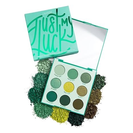 ColourPop Just My Luck Green Eyeshadow Palette - Green & Neutral Eyeshadow Palette with Matte & Metallic Finishes - High-Pigment Eye Makeup with a Long-Wearing Formula (0.3 oz)