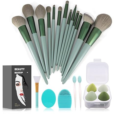Makeup Brushes 22 Pcs Makeup Kit,Foundation Brush Eyeshadow Brush Make up Brushes Set (Green, 22 Piece Set Large)