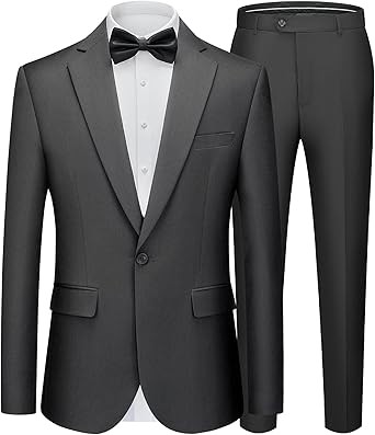 WEEN CHARM Men's Suits Slim Fit 2 Piece One Button Blazer Jacket Wedding Prom Tuxedo Pants Set
