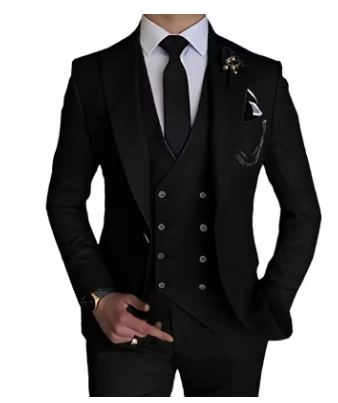 2023 Fashion Men Leisure Boutique Single Buckle Slim Fit Dress Wedding Suit 3 Piece Set Blazers Jacket Vest Pants Trousers Coat