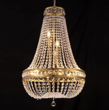 Luxurious 8-Light Crystal Chandelier Brushed Brass Empire Lighting Pendant Dining Living Room Foyer