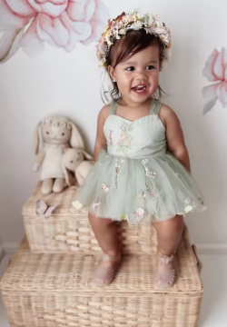 Newborn Baby Romper Dress Lacy Flowers Sling Dress Baby Dress Princess Birthday Dress 0-24 Months