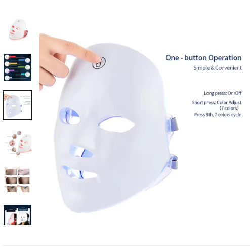 Rechargeable Facial LED Mask 7 Colors LED Photon Beauty Mask Skin Rejuvenation Home Face Lifting Whitening Skin Care Beauty Mask