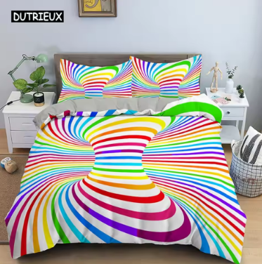 3D Duvet Cover Set Psychedelic Digital Printing Twin Bedding Set Microfiber Quilt Cover Single Queen King Size Comforter Cover
