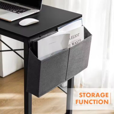 Home Office Desk Small Computer Desk 40 Inch Writing Study Work Desk with Storage Bag & Modern Simple Style Home Bedroom Table