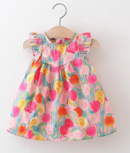 Summer new baby girl dress tulip girls sleeveless vest skirt 0-3 years old fluffy skirt