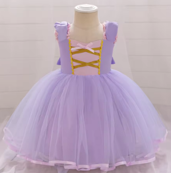 Fantasy Rapunzel Princess Baby Girl Dress Sofia Purple 1 Yrs Birthday Party Dress Wedding Kids Clothe Carnival Halloween Costume