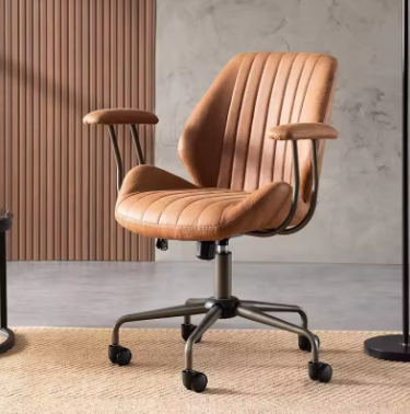 Ergonomic Chair for Home Office, Mid-century Modern Leather Chair, Comfortable computer Executive Chair