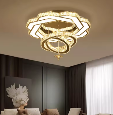 Nordic Minimalist Luxury Crystal Led Ceiling Chandelier Living Dining Room Bedroom Ceiling Lamps Home Decor Crystal Pendant Lamp