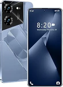 Unlocked Android phone, Pova5 pro Android 13 Cell Phone, 5G phone, 8GB+256GB, 24MP+50MP camera, 5000mAh large battery, unique appearance design, Fingerprint face unlock Dual SIM Capability (blue)