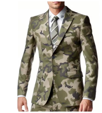 Men's Camouflage Outdoor Street Style Single Breasted Jacket Pants 2 Pieces Groom Wedding Tuxedos Customized Man Outdodr Blazers