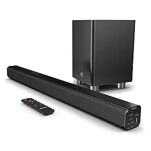 Majority K2 Sound Bar with Subwoofer | 150W Powerful Stereo 2.1 Channel Sound Bar for TV | Home Theatre 3D Surround Sound I HDMI ARC, Bluetooth, Optical & RCA Connection I USB & AUX Playback | Black