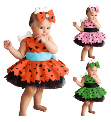 Toddler Kid Halloween Dress Girls Gothic Style Dog Bones Costume Mesh Tulle Dresses With Headband Festival Princess Outfits 2025
