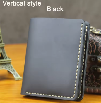 Handmade Vintage Crazy horse Genuine Leather Men Wallet Men Purse Leather Short Card Wallet for Male Money Clips Money bag
