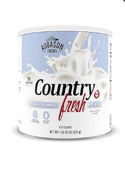 Augason Farms Country Fresh Instant Nonfat Dry Milk Can, Emergency Food Supply, Everyday Meals, 39 Servings
