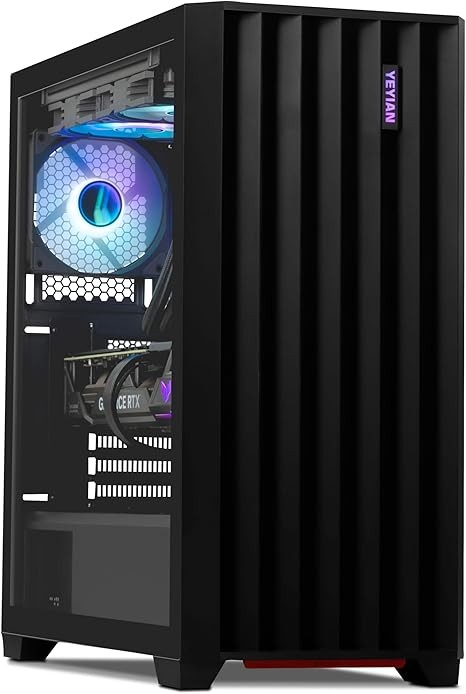 YEYIAN Phoenix Gaming Desktop PC Computer,Intel Core I7 13700F 5.2 GHz,RTX 4070 Super 12GB,16G DDR5 5600RAM,1TB SSD,WiFi 6,Bluetooth 5.2,RGB Fanx6,RGB Keyboard&Mouse&Mouse Pad,W11 Home, Black