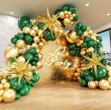 White and Gold Balloons Garland Arch Kit with Starburst Foil Balloon for Wedding Anniversary Birthday Party Decorations Supplie